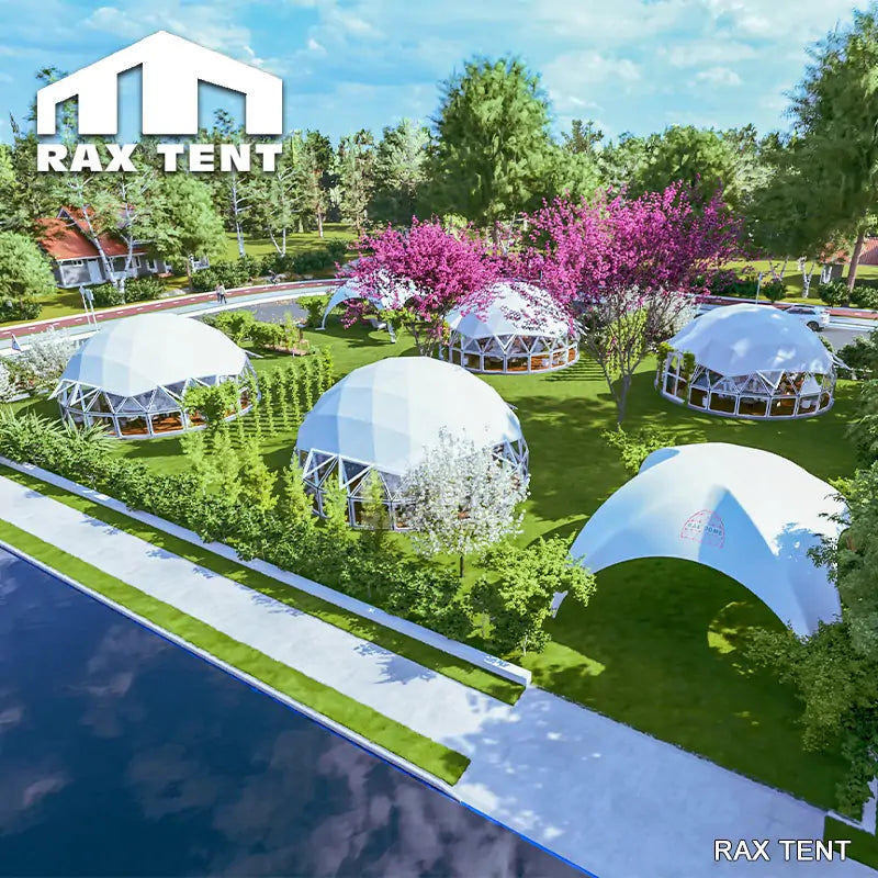 RAXTENT 8M Mixed PVC Glass Geo Dome for Coffee Bars and Eco Retreats