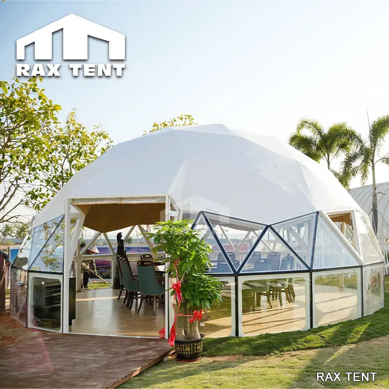 RAXTENT 8M Mixed PVC Glass Geo Dome for Coffee Bars and Eco Retreats