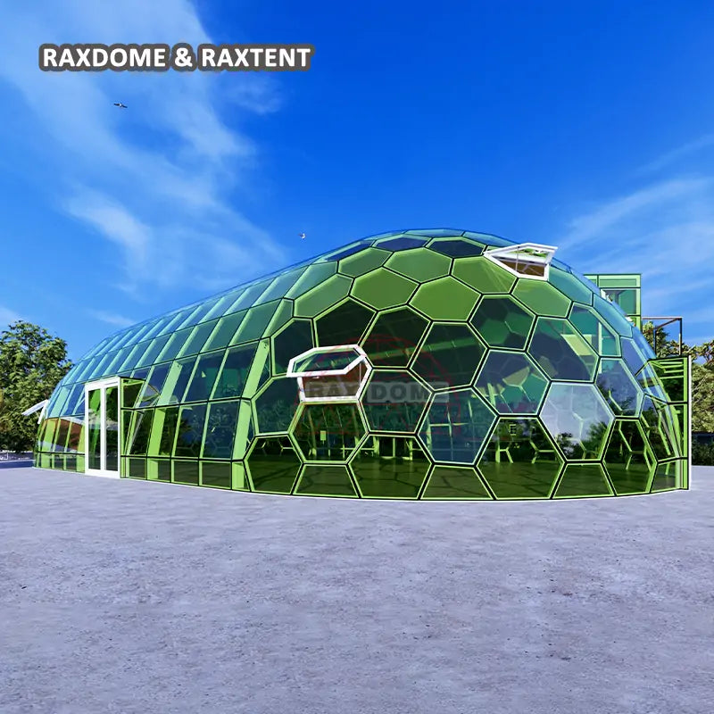 huge glass dome tent with oval shape