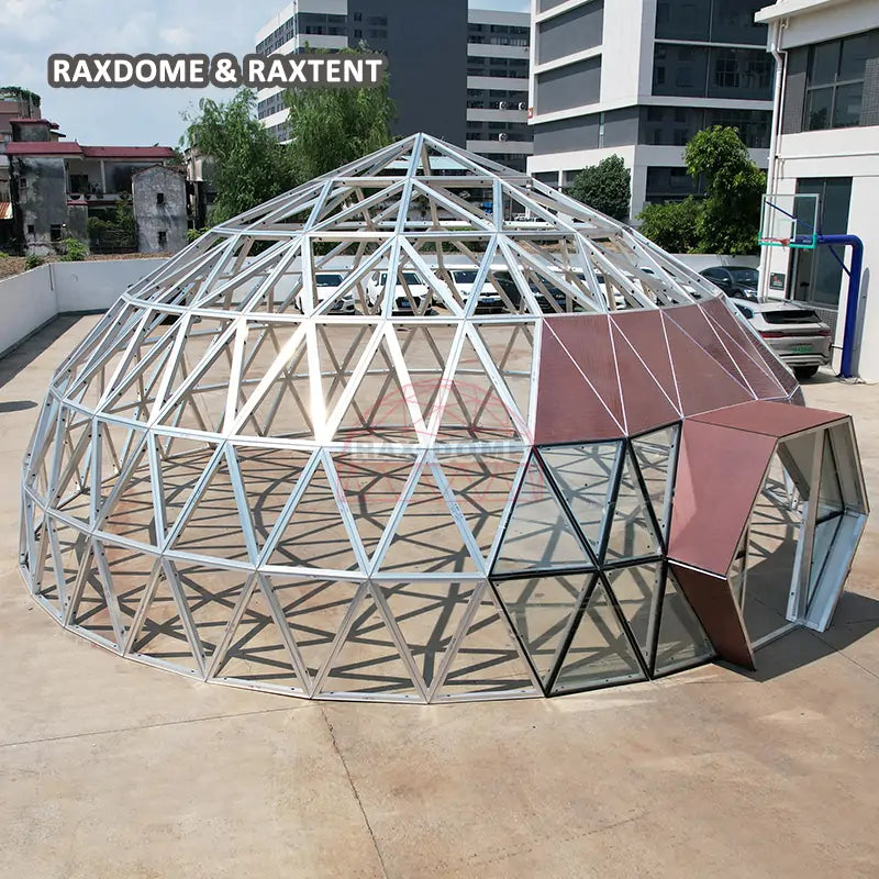 9.5m peach shape geodesic glass dome