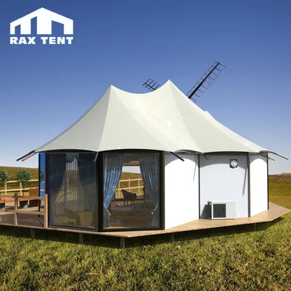 glamping tent hotel with peak top