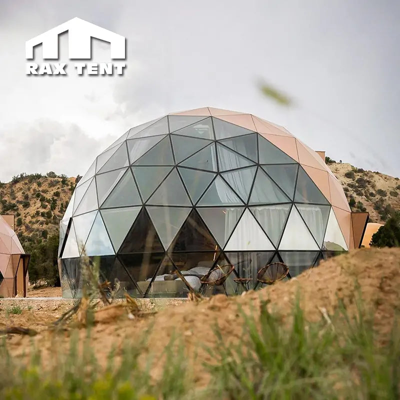 RAXTENT 6m Glass Dome Tent with Wooden Panel for Glamping Hotel and Resort