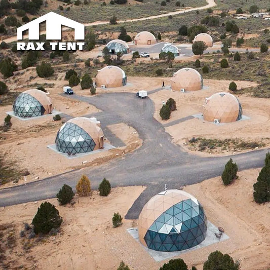 RAXTENT 6m Glass Dome Tent with Wooden Panel for Glamping Hotel and Resort