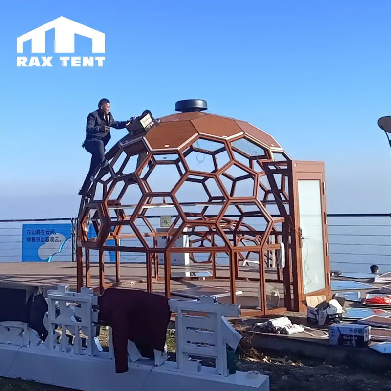 wooden glass honeycomb glass dome