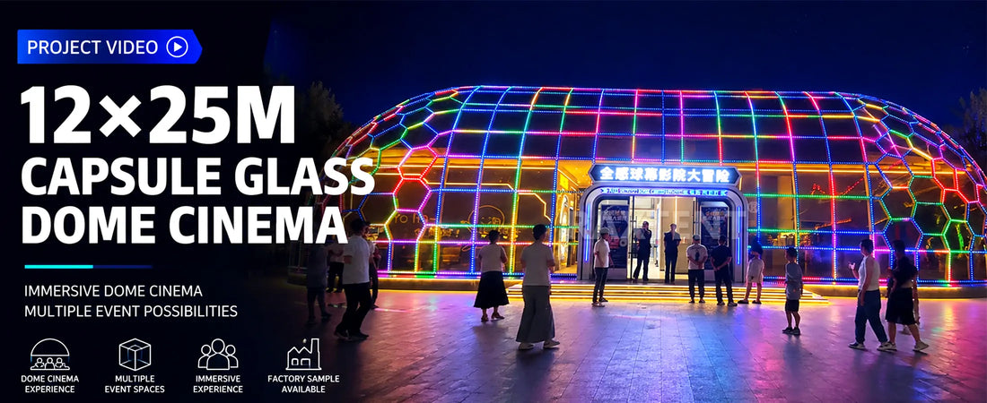12*25m capsule glass dome house cinema