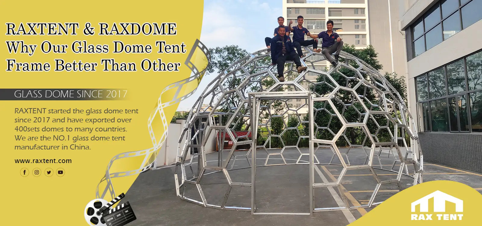 raxdome glass dome durable aluminum alloy frame