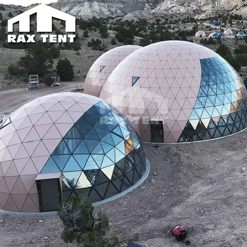 12M Wooden Glass Dome with Double Layer Curtain for Retreat Reception