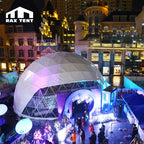 20M Geodesic Dome Tent for Events and Conference with 1/3 Transparent and 2/3 White PVC Fabric
