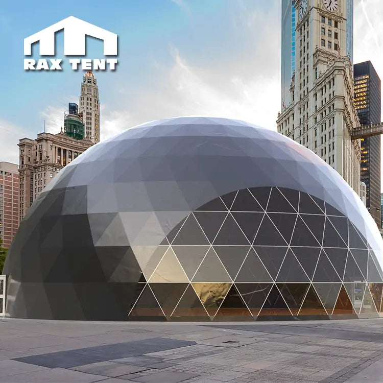 25M Big Geodesic Dome Tent for Event with 1/3 Transparent and 2/3 Blac