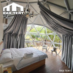 glass dome with curtains