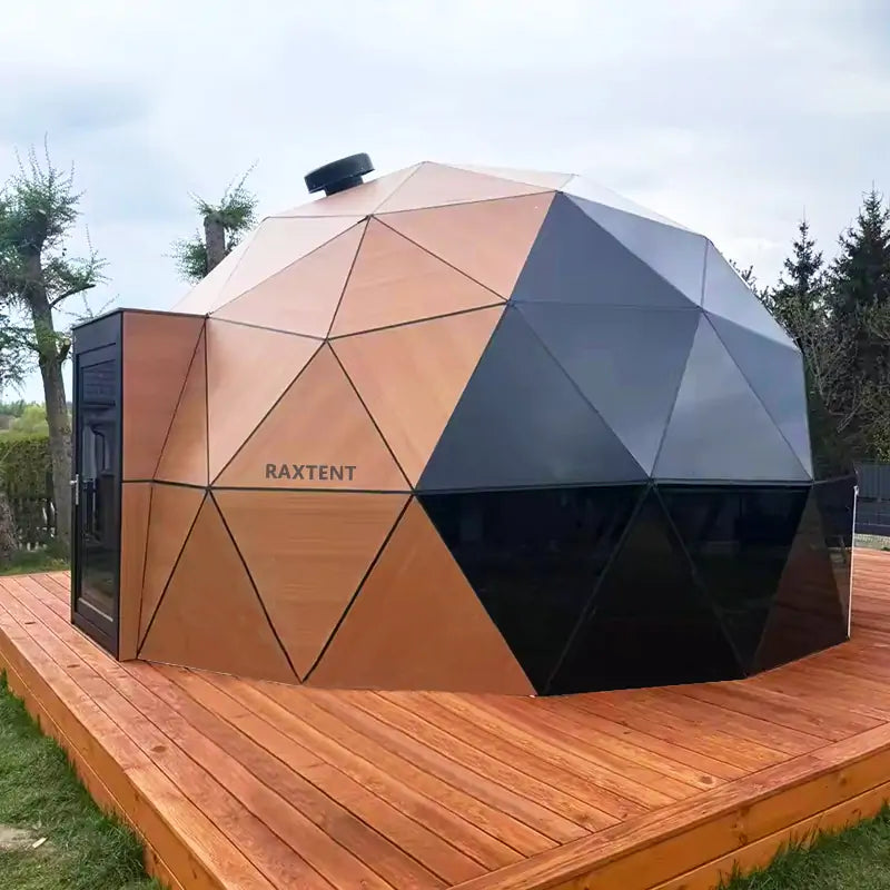 6m glamping geodesic glass dome tent