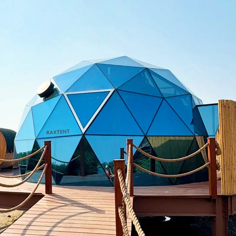 7m geodesic glamping glass dome
