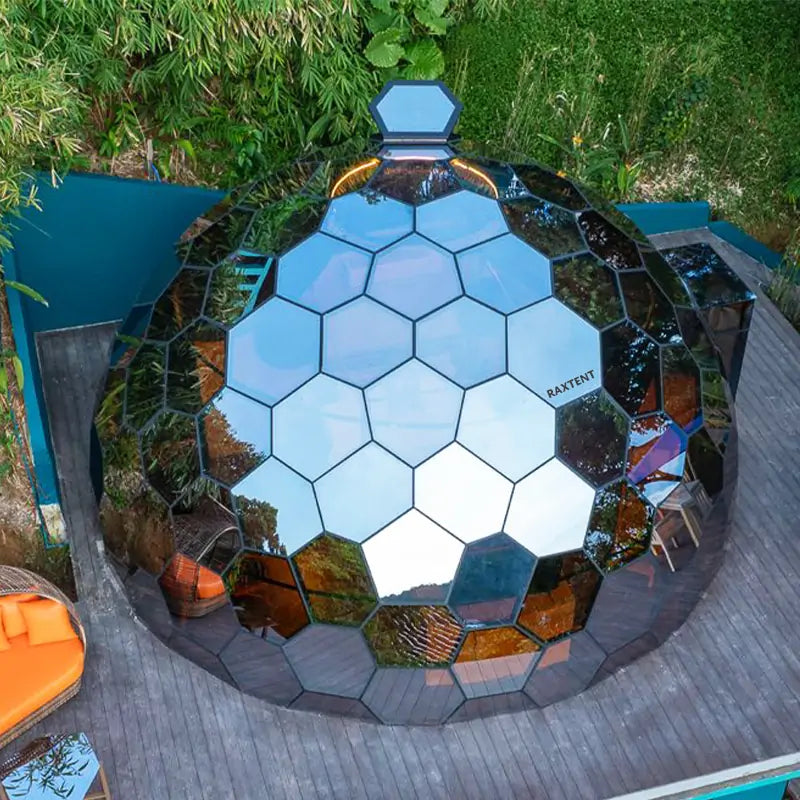 7m honeycomb glamping glass dome tent
