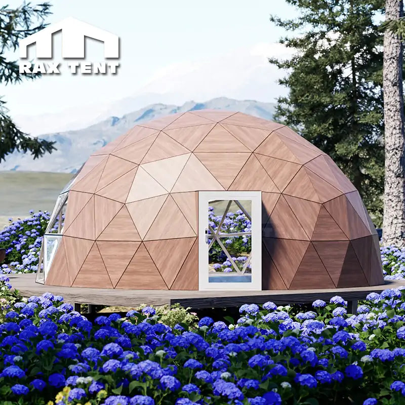 8M Wooden Glass Dome for Glamping Hotel with Kitchen Room and Bathroom