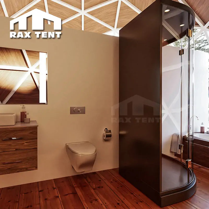 8M Wooden Glass Dome for Glamping Hotel with Kitchen Room and Bathroom