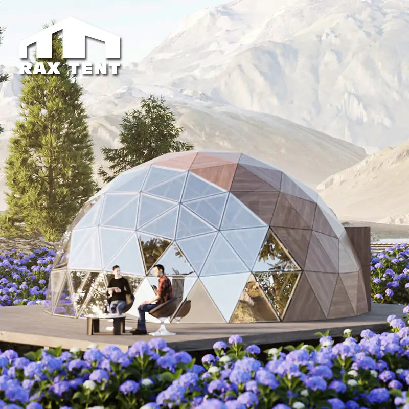 8M Wooden Glass Dome for Glamping Hotel with Kitchen Room and Bathroom