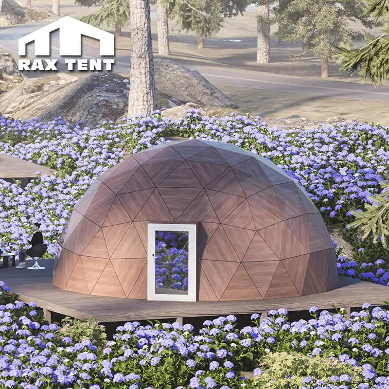 8M Wooden Glass Dome for Glamping Hotel with Kitchen Room and Bathroom