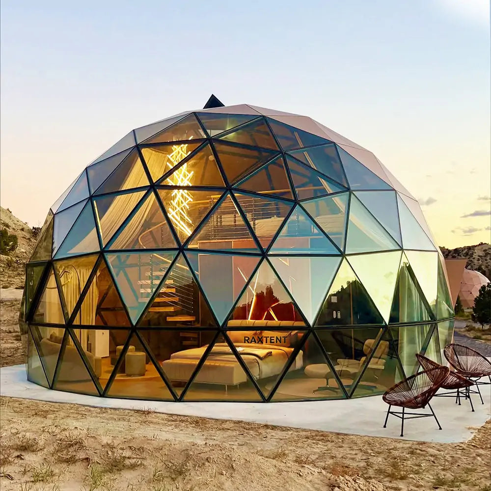 8m glamping glass dome house in the Clear Sky Resorts