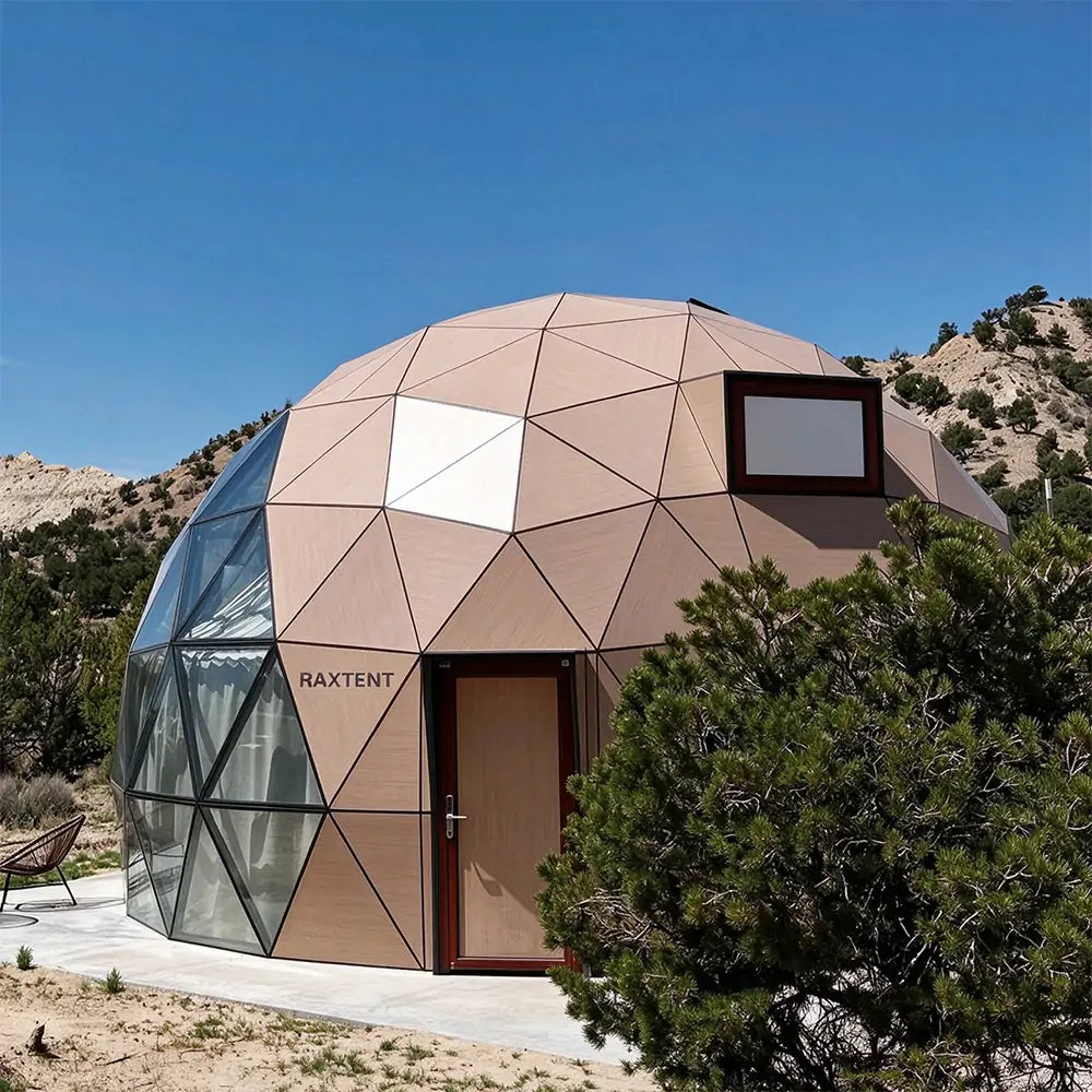 8m wooden glass dome house for glamping