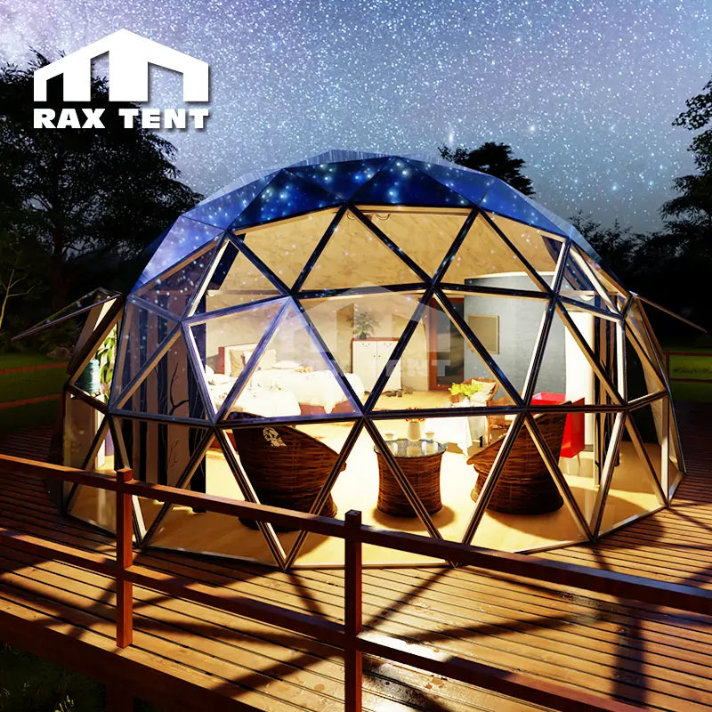 8M Glass Dome for Glamping Hotel and Family Resort with Tempered Glass Cover and Thermal Insulaiton
