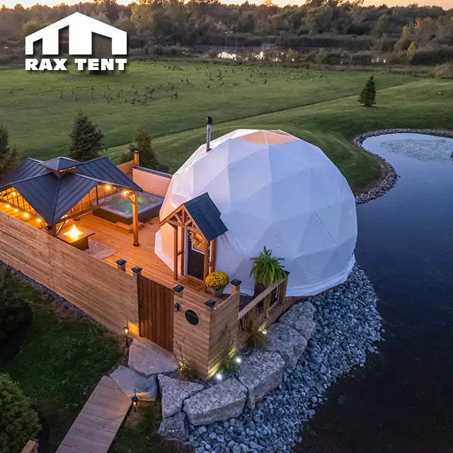 6M Half Ball Tent for Airbnb Glamping Dome Tent for Camping Dome (Frame+Desert Yellow Cover+2 Windows+Door Frame)