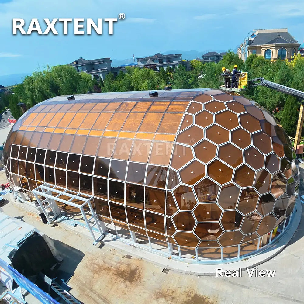 12*25m capsule glass dome under installation