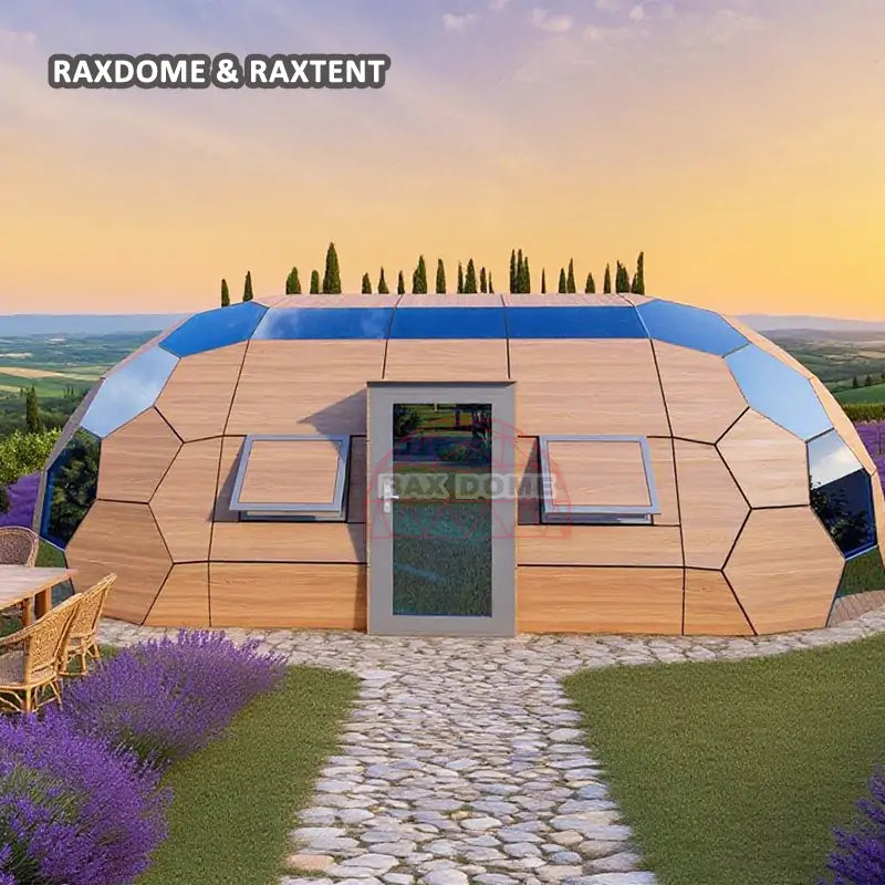 RAXDOME 6*10M Oval Glass Geodesic Dome Home for Glamping Hotel
