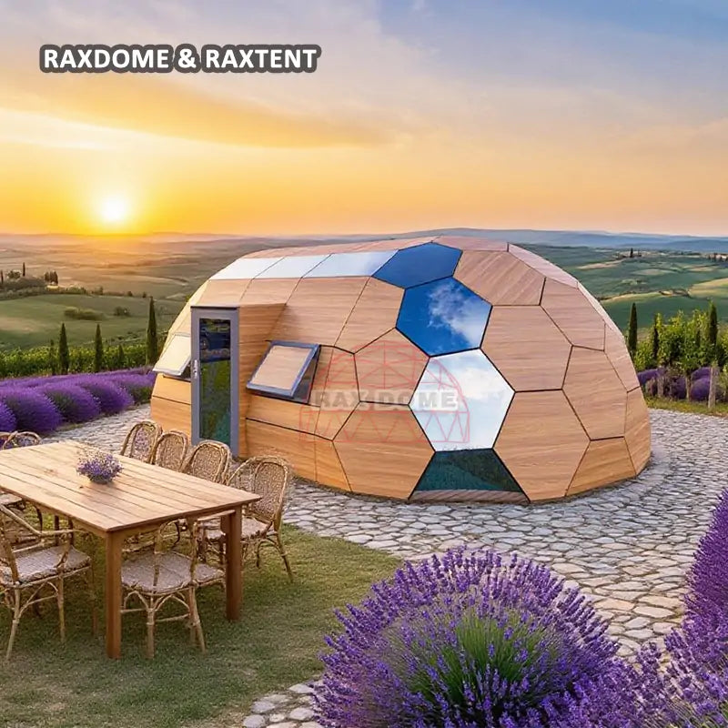 RAXDOME 6*10M Oval Glass Geodesic Dome Home for Glamping Hotel