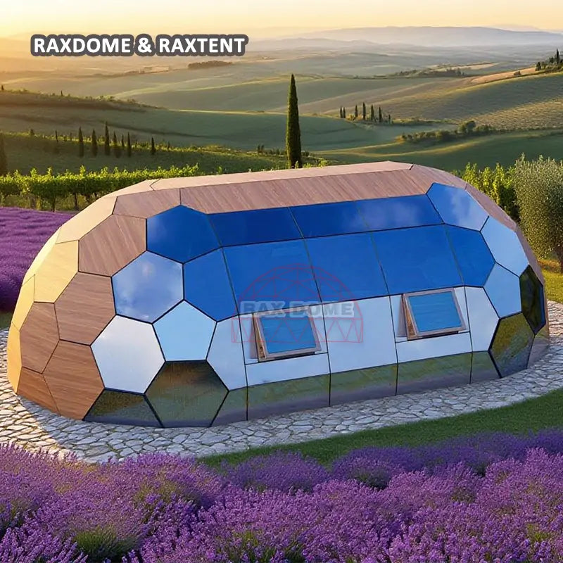 RAXDOME 6*10M Oval Glass Geodesic Dome Home for Glamping Hotel