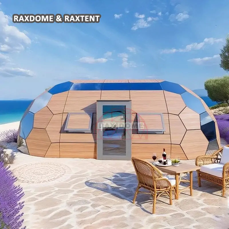RAXDOME 6*10M Oval Glass Geodesic Dome Home for Glamping Hotel