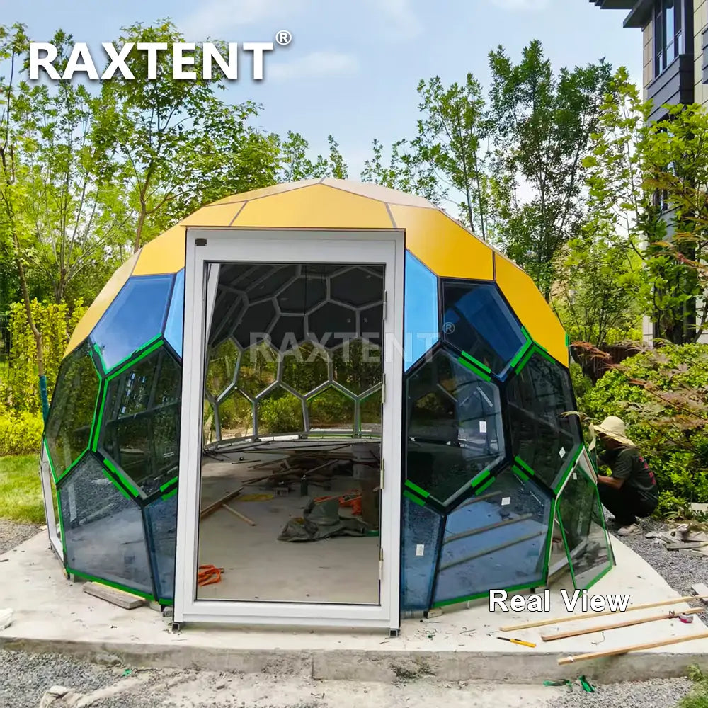 Capsule dome house under installation