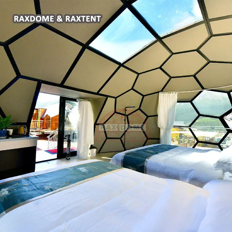 RAXDOME 6*10M Oval Glass Geodesic Dome Home for Glamping Hotel