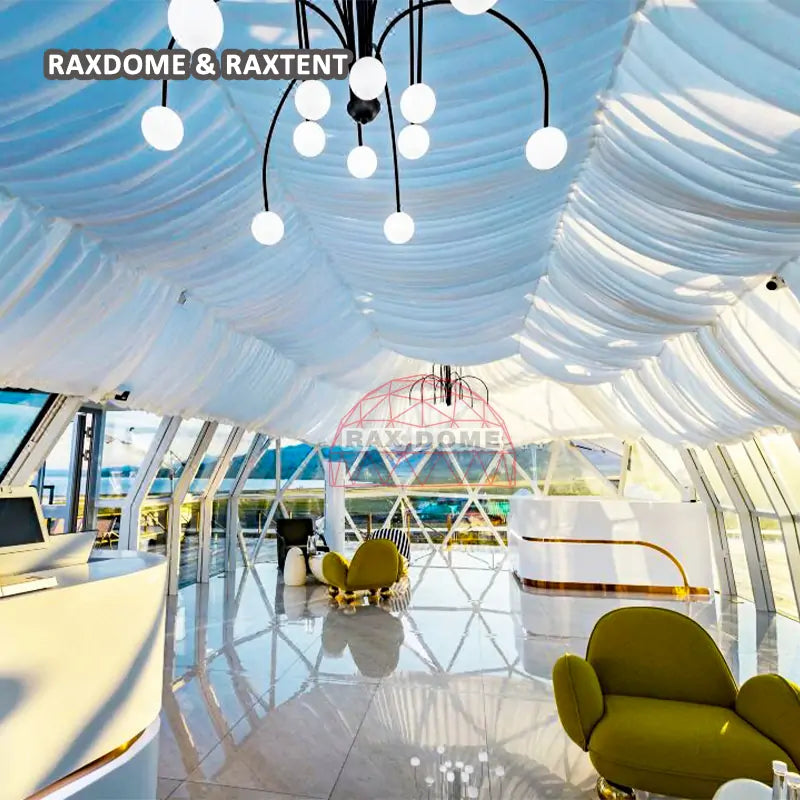 RAXDOME 6*10M Oval Glass Geodesic Dome Home for Glamping Hotel