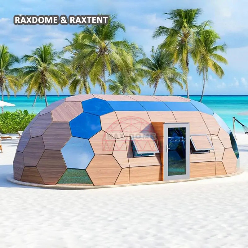 wooden oval glamping dome tent
