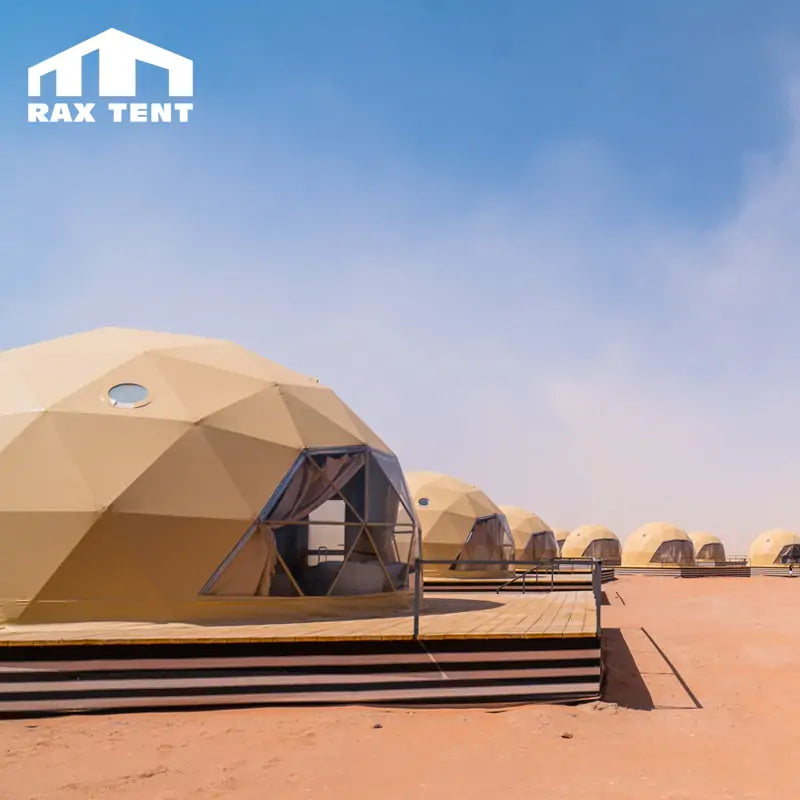 hotel desert tent for camping 6M Luxury Desert Dome House Tent for Glamping Resort with Yellow PVC Fabric Single Glass Door