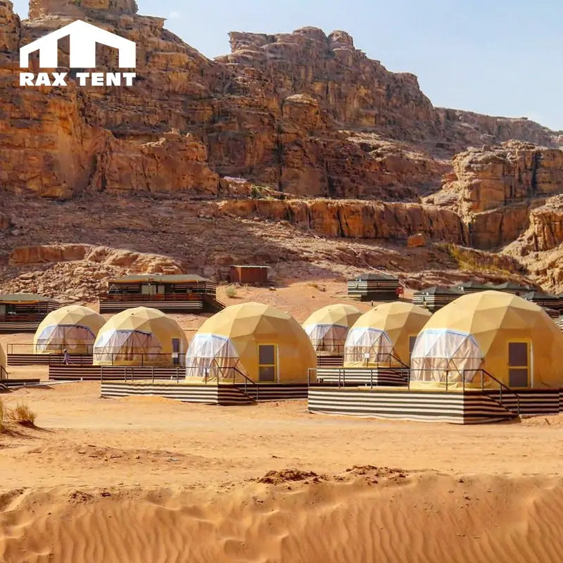 6M Luxury Desert Dome House Tent for Glamping Resort with Yellow PVC F – RAX TENT