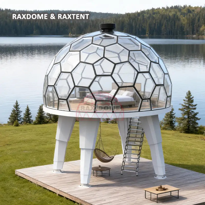 RAXDOME 4M Glass Duplex Dome Tent with Four Legs for Glamping Loft Hot ...