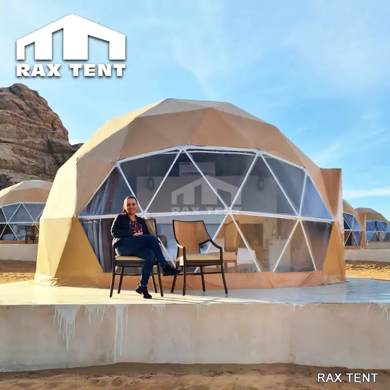 geodesic dome tent in desert