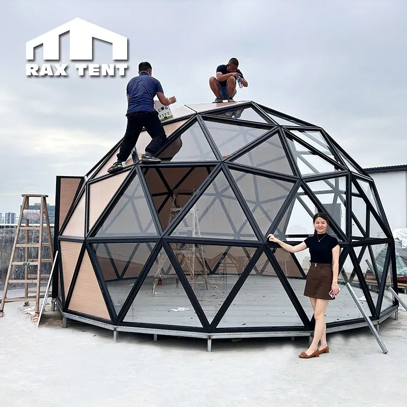 RAXTENT 6M Insulated Wooden Glass Dome for Glamping Hotel Room