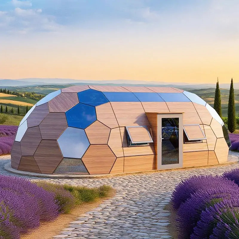 wooden glass capsule dome house