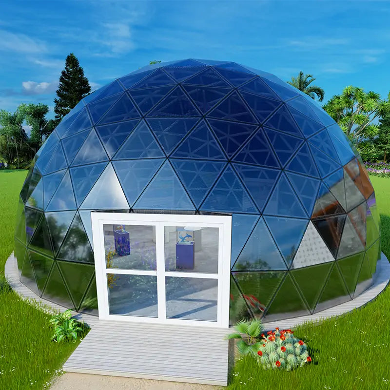 12M Solar Powered Geodesic Glass Dome Tent for Event and Glamping