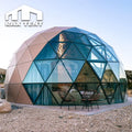 8M Wooden Color Glass Dome For Glamping Hotel Tent in USA