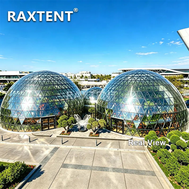 10m+20m+20m glass dome house for butterfly garden