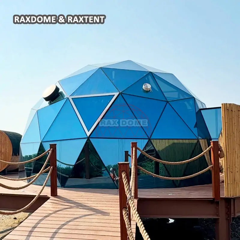 7m blue glamping glass dome house