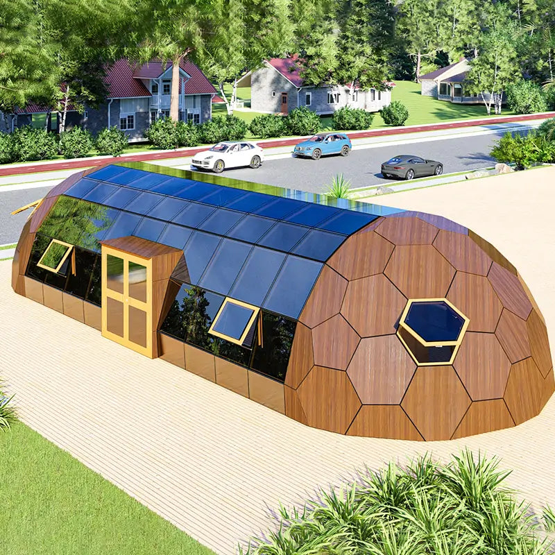 RAXDOME 6x16M Oval Glass Dome House Pod for Glamping Cabin with Insulated Panels