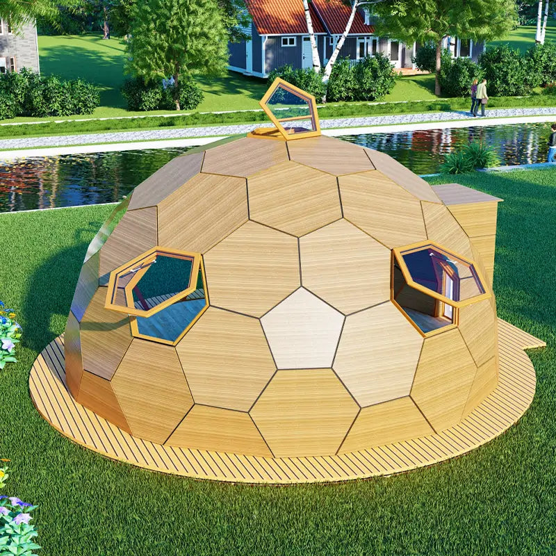 6m wooden honeycomb glass dome with glass window