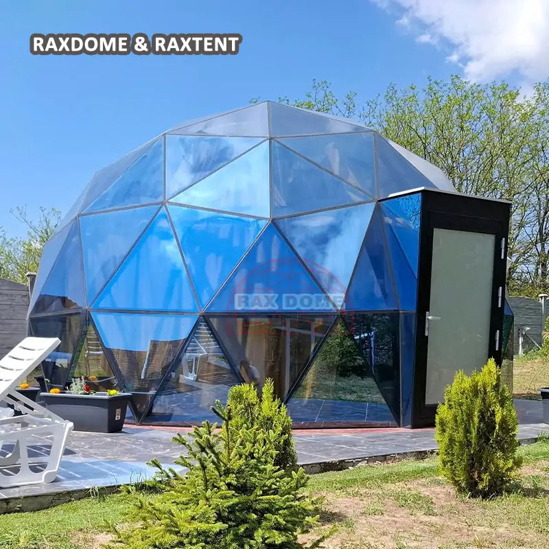 6m blue glass dome tent for glamping