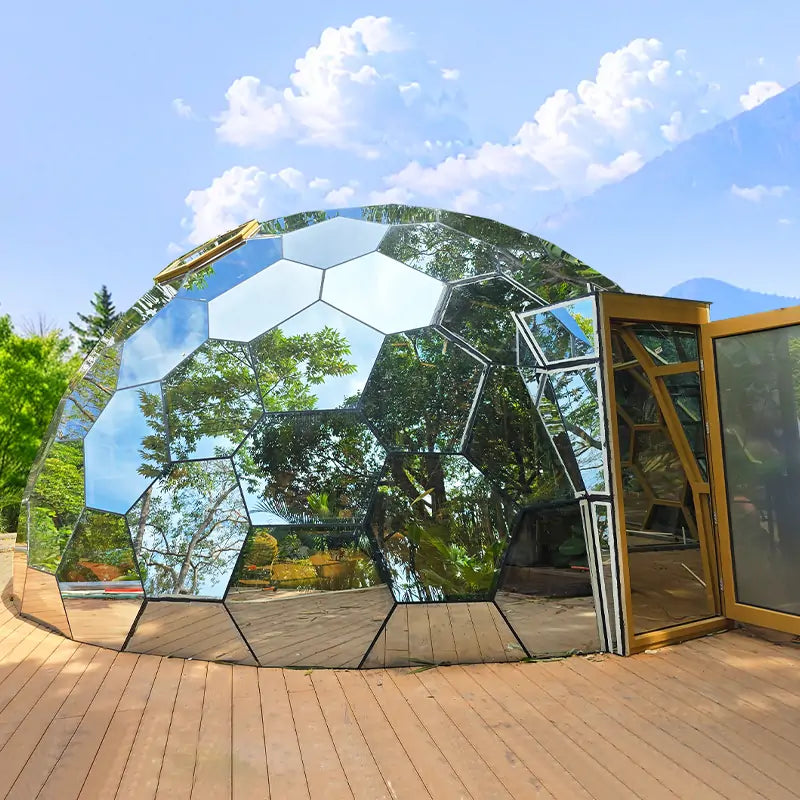 8m mirror honeycomb glass dome house