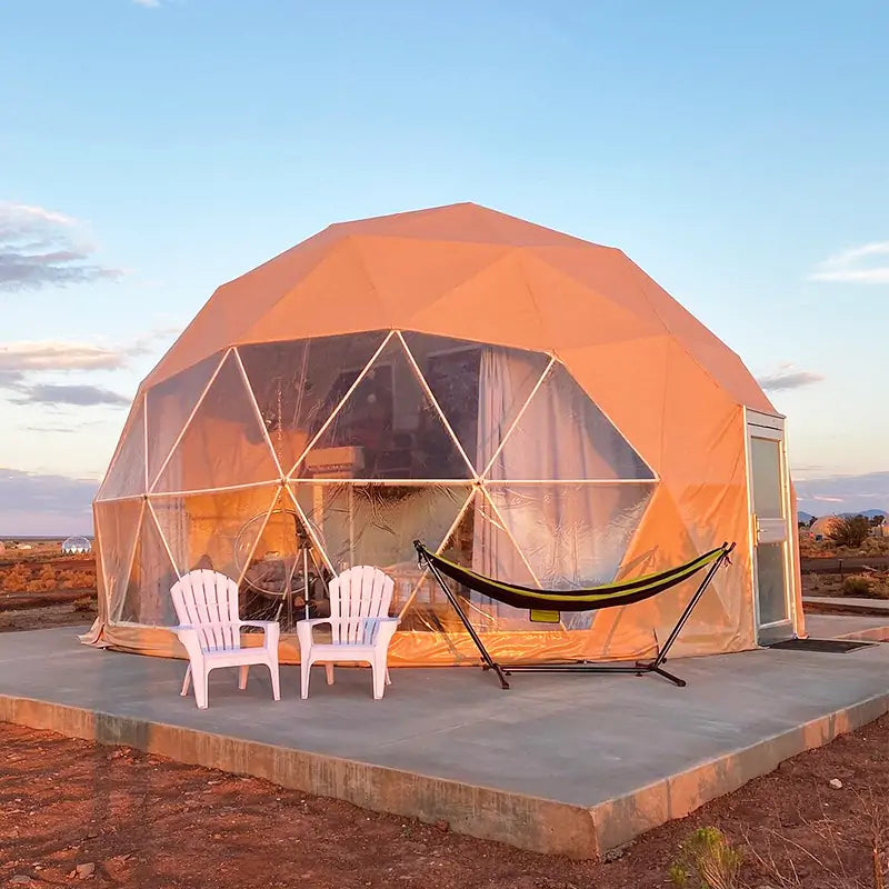 syuu(テント) 7m Desert Yellow Geodesic Dome Tent for Glamping Dome House with