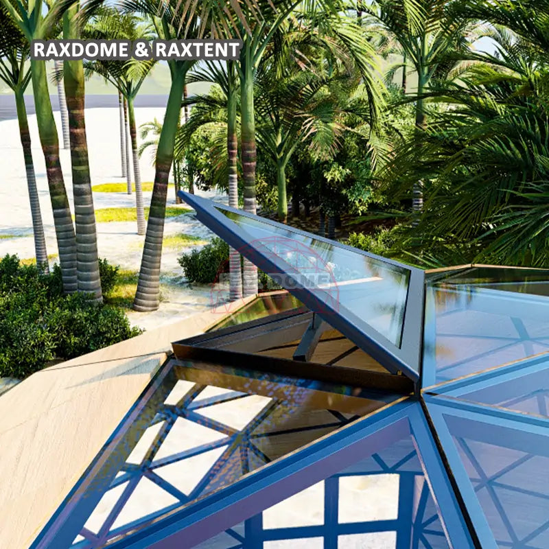 glass dome tent with electric winodows